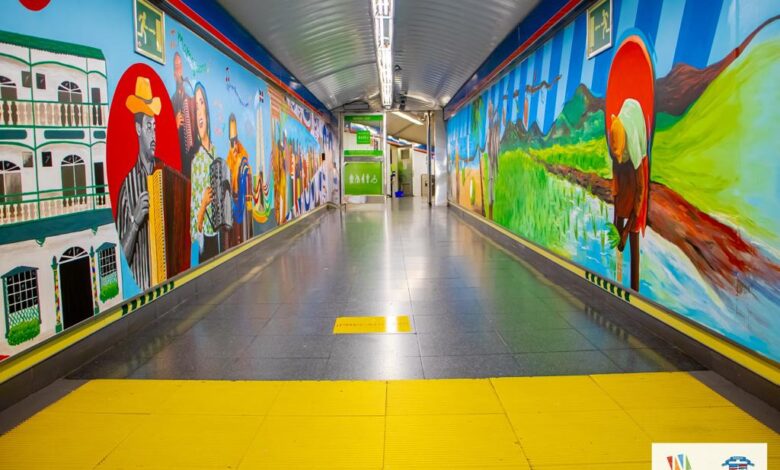Inauguran murales de la “radiografía de la ciudad de nagua, en la estación santo domingo, metro Madrid
